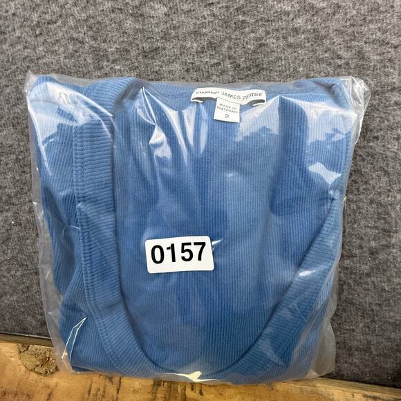 Standard James Perse 100% Cotton Midi Dress Blue Women's 2 Crewneck Fitted - Picture 11 of 11